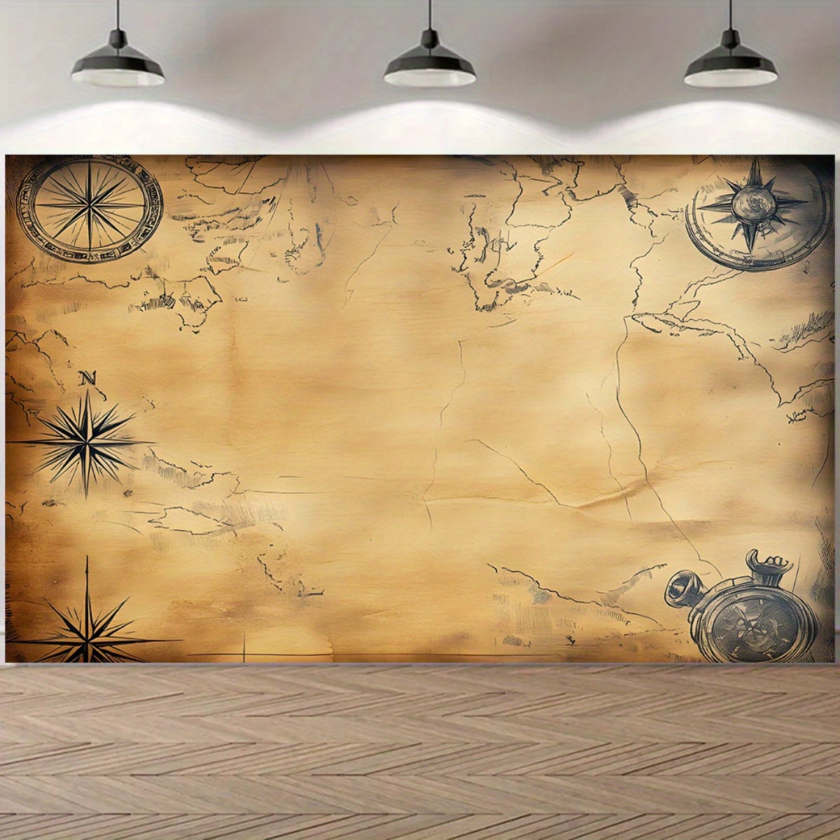 Banner de mapa de pirata, deco - Outdoor Hunting Events avaliação e preço